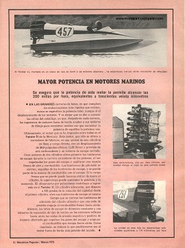 Mayor Potencia en Motores Marinos - Marzo 1973