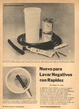 Para lavar Negativos con Rapidez - Noviembre 1974
