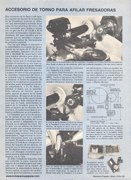 Accesorio de torno para afilar fresadoras - Mayo 1979
