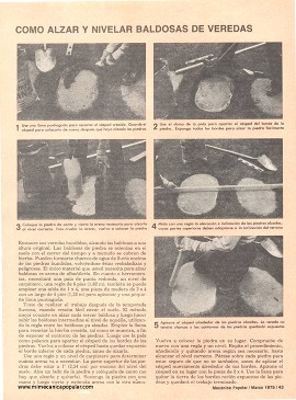 Cómo alzar y nivelar baldosas de veredas - Marzo 1979