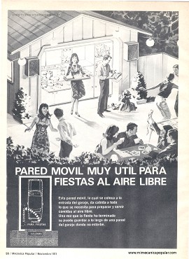 Pared móvil muy útil para fiestas al aire libre - Noviembre 1971