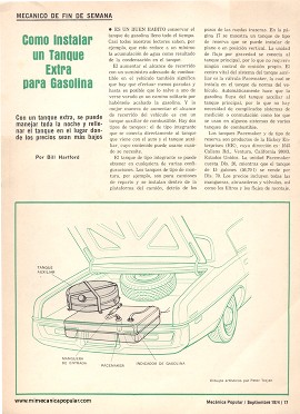 Cómo Instalar un Tanque Extra para Gasolina - Septiembre 1974