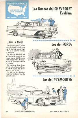 Informe de los dueños: Chevrolet - Ford - Plymouth - Junio 1958