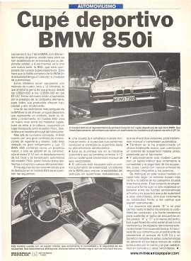 Cupé deportivo BMW 850i - Septiembre 1990
