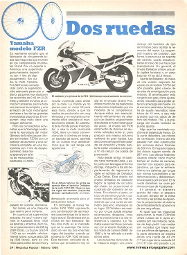 Motocicleta Yamaha FZR 1000 -Febrero 1988