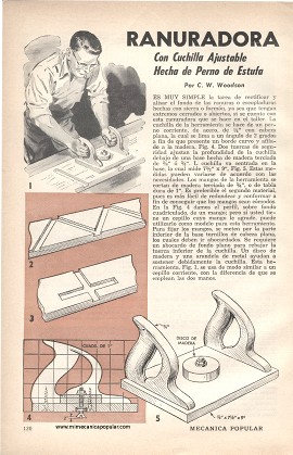Ranuradora con cuchilla ajustable hecha de perno de estufa - Noviembre 1959