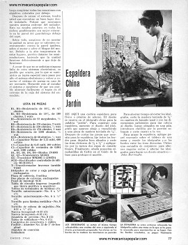 Espaldera China de Jardín - Enero 1966