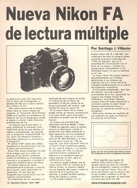 Nikon FA de lectura múltiple -Abril 1984