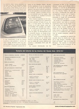 El Honda Civic Visto por sus Dueños -Septiembre 1974