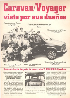 Informe de los dueños: Plymouth Voyager - Dodge Caravan -Noviembre 1984