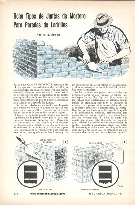 Ocho tipos de juntas de mortero para paredes de ladrillos - Septiembre 1958