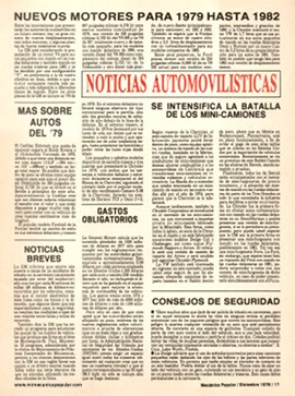 Noticias Automovilísticas - Diciembre 1978