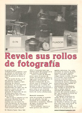 Revele sus rollos de fotografía - Marzo 1985